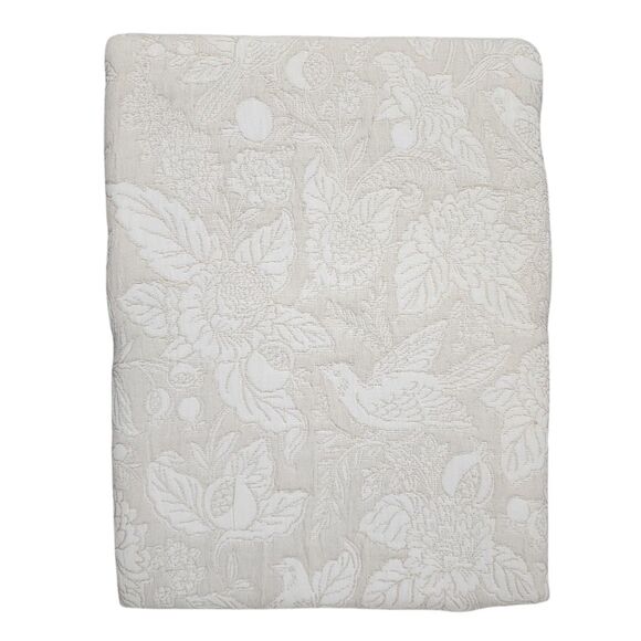 Envogue Shabby Chic Birds Flowers Embossed Jacquard Tablecloth Ivory 60x84Oblong - Picture 7 of 11